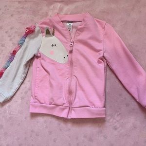 🦄 Unicorn Sleeve Pink Zip Up Jacket (2T)